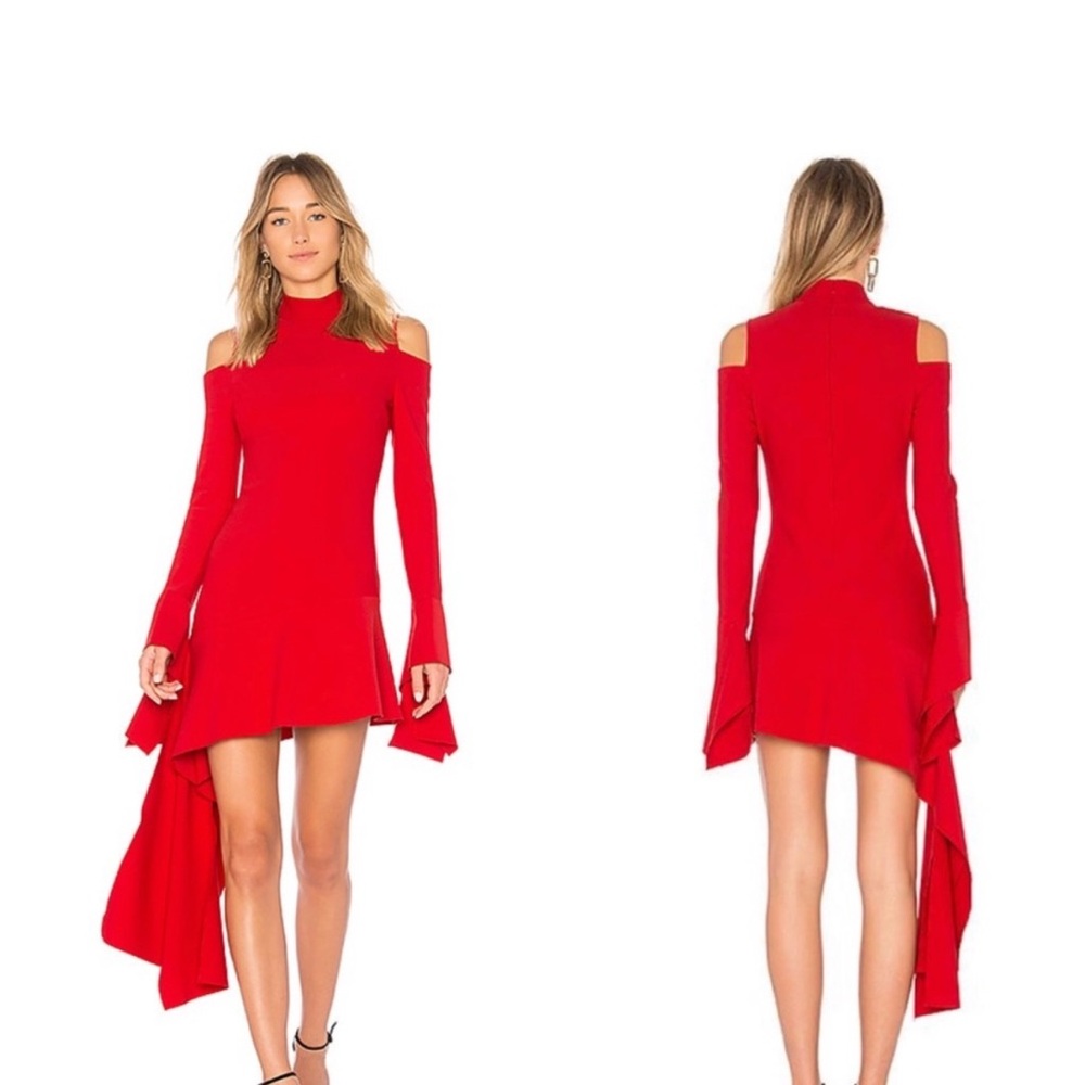 ALEXIS Red Cold Shoulder Dress